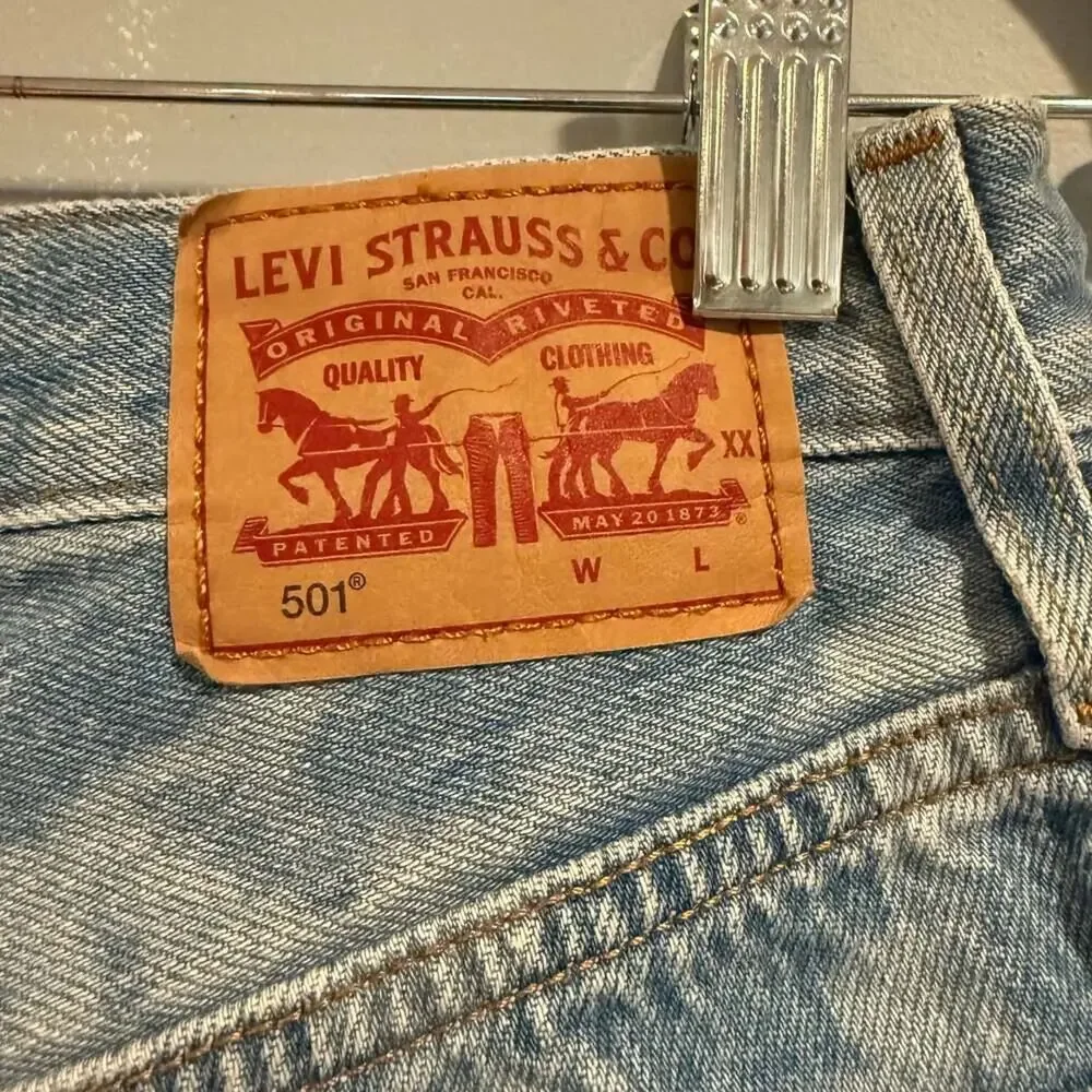 Levi's 501 Floral Print Frayed Denim Cutoff Shorts - Picture 3 of 4